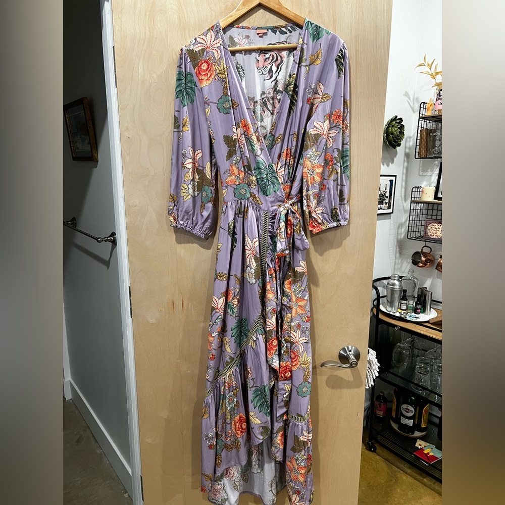 Lavender Floral Maxi Wrap Dress